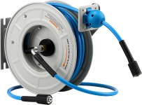 호스가 FIXFANS 압력 세척 호스 릴 1 4 60피트 접이식 파워 헤비 듀티 자동 되감기 벽걸이 3600 PSI