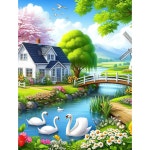 시골 별장 풍경화 인테리어 3D 보석십자수 DIY 세트 시골 별장 05 70 원형비즈 1개 240327074