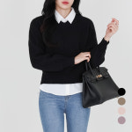 모이르벨라 여성용 스텔 꽈배기 브이넥 니트 바이올렛 T24FW2-A1253