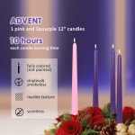 CLCYICEN 4 팩 크리스마스 10 무향 어드벤트 캔들 시즌 축하 휴일 교회 파티 Tobeape Candles 4 Pack