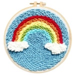 자수콕콕 무지개 자수 펀치니들 티코스터 만들기 자수키트 펀칭니들 니들펠트 프랑스 키트 십자수 세트