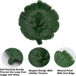 우아한 욕실 비누 접시 야자수 잎 스타일의 세라믹 홀더 욕실용 셀프 배수 디자인 Green