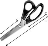 블루스네일 스테인리스 스틸 핑킹 가위 컴포트 그립 핸들링 전문 직물 공예 드레스메이킹 지그재그 컷 재봉 가위 9 톱니 모양 검은색 Serrated