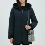 조이마담 삼각패턴 스트링 후드 퍼코트 j3399