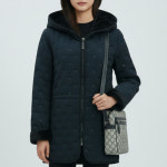 조이마담 삼각패턴 스트링 후드 퍼코트 j3399