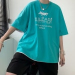 온나핏 로고 페인팅 루즈핏 티셔츠 그레이L MFNC-230015