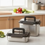 퀸센스 퀸센스 모던락 304 스텐 밀폐용기 3호 2종A세트 소2 2L 대4 7L