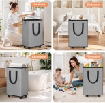 바퀴가 달린 스페이스트로브 세탁 바구니 접을 수 손잡이가 분리