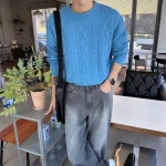 아레스 아레스 크램 꽈배기 라운드 소프트 니트