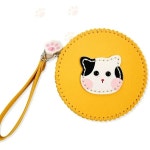 1인세트 원형 가죽 고양이 동전지갑 만들기 공예 DIY 키트 공예용 공작용 취미용 패키지 세트 학생 선물