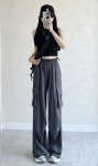 카고 바지 하이웨스트 캐주얼 와이드 얇은 여름 팬츠 여성