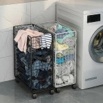 좁은세탁실빨래바구니 기숙사빨래 트롤리바구니