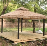 초가 파빌리온 볏짚 정자 야외 캐노피 농가 정원 휴양지 그늘막