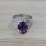 아름 실버 타원 자수정반지 2월탄생석 수공예은 9