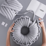 파인굿즈 정글스튜디오 자이언트얀 베이직 벨벳 실 1kg 가방 방석 담요 만들기 핸드 핑거니팅 벨벳 하늘빛민트 1개