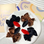 모아핀 set 벨벳 리본 옆머리 똑딱핀 2pcs 여아 머리핀 헤어핀