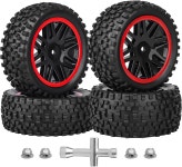 HobbyPark 육각 프리드 1 10 RC 버기 타이어 휠 세트 조립 트랙사스 밴딧 VXL 로시 레드캣 Wltoys 핏 브러시리스 모터 2S 3S 모델용 144001
