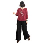 BestStar 봄가을 여성 면 마 배색 조각보 저고리 바지 세트 개량 절복 법복 A 위아래세트 NC-082603 75-85KG