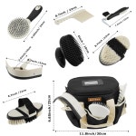 HDYEGY 8Pcs 말 그루밍 키트 브러시 세트 관리 청소 정리 토트백 목욕을 위한 택룸