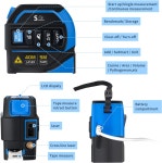 레벨 십자형 4-in-1 테이프 측정 130ft 40m 거리 16ft 5m 오토락 백라이트 LCD 디스플레이 Ft Inch M DIY 건설 131Ft