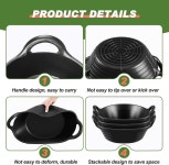 Maxdot 3피스 고무 사료 팬 손잡이 3갤런 내구성 다용도 말 사료통 가축 반려동물 사료용 물그릇