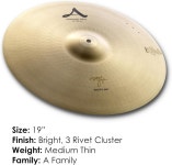 질젼 아베디스 질지안 컴퍼니 A 시리즈 미디엄 라이드 심벌 - 20 20