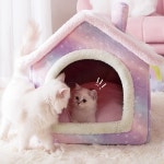 포시즌 애견 뽀글이하우스 반려동물 겨울집 반려견 애완견집 개집 애견집 강아지 뽀글이집 핑크M 1개