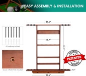 엑스소스 풀 스틱 홀더 - 2-IN-1 큐 탁구 패들 랙 당구 액세서리용 솔리드 파인 우드 월 마운트 맨 케이브 게임룸 2-IN-1 Cherry