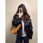 쩐쿠 여성 캐주얼 데일리 가죽자켓 H1039