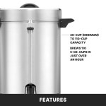 워링 커머셜 커피 항아리 110컵 용량 스테인리스 스틸 120V 5-15상 플러그 30 Cup Capacity WCU110 1500W
