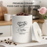 밀폐형 커피통 - 66파운드 2L 대형 세라믹 커피 용기 5 5 원형 8 2 높이의 원두 보관 바닥과 원두를 위한 뚜껑이 스타일리시한 병