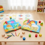 캐스B 헝겊책 바다 숫자 생물 촉감놀이 그림책 바스락 인지 감각발달 딸랑이 치발기 놀이북