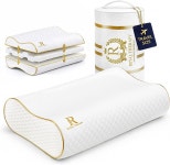 로얄 테라피 여행 메모리 폼 베개 목 대나무 조절식 옆침반 여행 18 x 12 5