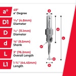 아마나 공구 - 55210 카바이드 팁 82 카운터싱크 10 나사 7 16 다이아 x 3 16 드릴 다이