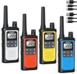NXGKET Walkie Talkies 장거리 NOAA 기상 경보 충전식 2 Way Radio 22 FRS 채널 1800mAh 리튬 이온