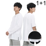 베럴댄나우 1 1 루즈핏 레이어드 트임 라운드 오버핏 반팔 긴팔 티셔츠 반팔 M 2장