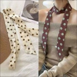 옷자락 여자 도트패턴 슬림 롱 타이넥 스트랩 스카프