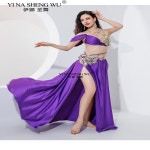 공연 다이아몬드 오리엔탈 브라 장식 스트랩 스윙 2025년 대회용 벨리댄스 댄스 스커트 스타일 스플릿 드레스 세트 One Size