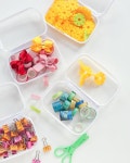 CoiiJoii 지퍼 파우치 하드 투명 쌓을 수 보관함 휴대용 통 지퍼 흰색 작은 3Pcs-Small