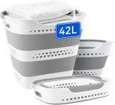 ZAUNFOOY 42L 접이식 플라스틱 세탁 바구니 보관을 위한 팝업 저장 용기 정리함 게리 1팩 1