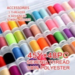 바늘과 실밥이 달린 편리한 폴리에스터 재봉 실 48개 레인보우 컬러 세트 48 colors