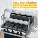 ZDDLOINP 스토브 상단 선반 조리대용 스파이스 랙 뒷면용 27 33 조절 주방 스토브용 4단계 높이 정리 조미료 정리함