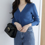 제니트 여성용 큐즈골지 기본핏 브이넥 데일리룩 레이어드 소프트 긴팔 니트 가디건 g1286