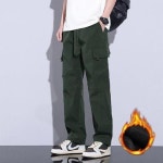 남성 허리밴딩 겨울 카고바지 일자 기모팬츠 와이드핏 3색
