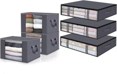 프란세 6팩 40 5L 90L 옷장 정리함 뚜껑이 수납함 침대 밑 수납 용기 이동 침구 이불 시트 여행 담요용 접이식 담요 가방 40 5L 90L-6PCS