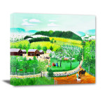 그랜드마 모지스치유 거실 그림액자 실내 장식 모세 대경 명화 대형 캔버스 고급 장식화 A11 농장의 이른 여름