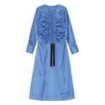 GANNI 가니 주름 디테일 새틴 미디 드레스 블루계열 EU 32 KR 33