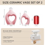 조몬 하트 모양 세라믹 꽃병 2종 세트 가정 장식용 모던 북유럽 미니멀리즘 거실 선반 테이블 사무실 웨딩 센터피스용 중공 에스테틱