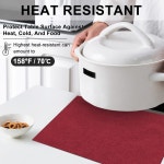 랜드뷰 천 플레이스 매트 세트 6개 면 린넨 혼방 세탁기 세탁 내구성 테이블 내열성 주름 없는 식탁용 청소하기 쉬운 버건디 6 6