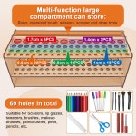 나무 가 헤슈유 페인트 브러시 홀더 69홀 MDF 정리 아티스트 펜 연필용 스탠드 랙 69 Holes
